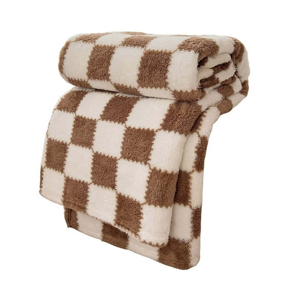 Taotanxi Checkered Throw Blanket 27" X 39", 400GSM Ultra Soft Microfiber Fuzzy Fluffy Reversible Cute Preppy Knitted Blankets Cozy Plush Fall Throws for Couch, Bed, Sofa, Coffee