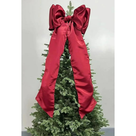 Taotanxi Christmas Bows - 56x22 Inches Large Red Velvet Christmas Tree Topper - Burgundy Ribbon Gift Bows - Xmas Decor for Indoor Outdoor Home Wreaths Mantle Front Door Porch Wedding