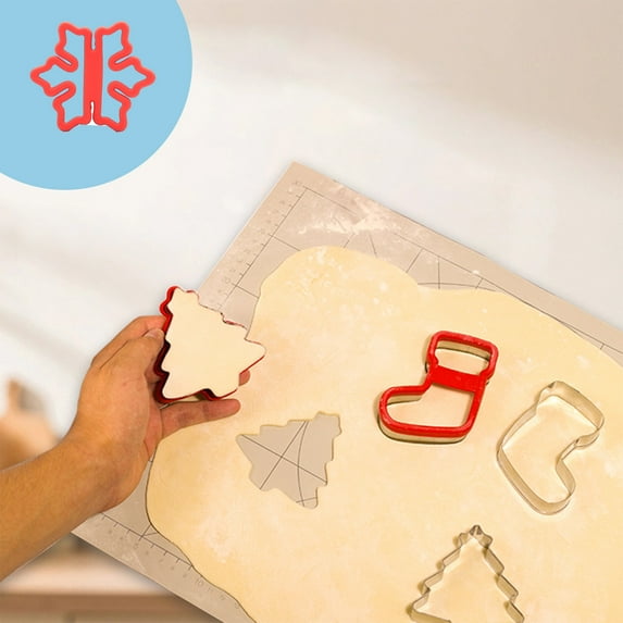 Taotanxi Christmas Cookie Molds Stainless Steel Winter Christmas Cookie Molds Baking Shapes - Christmas Tree Snowflake Pentagram Christmas Stocking Silicone Material Prevents Cutting Hands