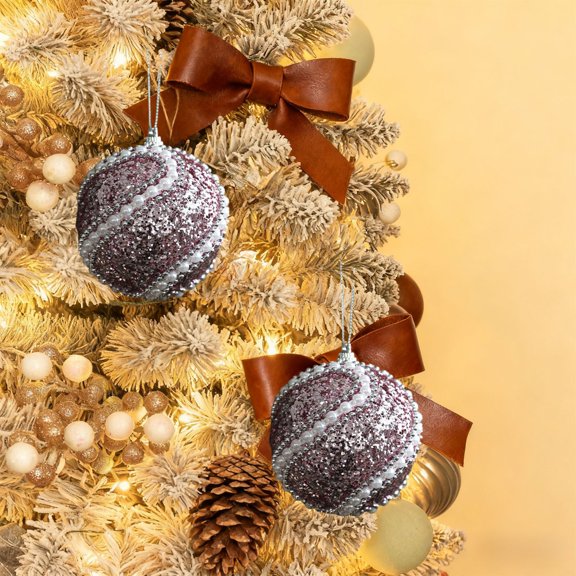 Taotanxi Christmas Decorations Flocked Christmas Balls Christmas Decoration SetMultiple Styles Of Christmas Tree Decorations Can Be Used For Other Party E 1 Pcs