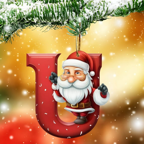 Taotanxi Christmas Decorations Hanging Tree Ornaments - Merry Chrismas Letter Santa Claus Ornament Monogram Tree Ornaments Alphabet Christmas Ornaments Hanging, Red Santa Ornament (U)