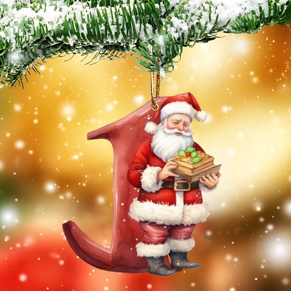 Taotanxi Christmas Decorations Hanging Tree Ornaments - Merry Chrismas Letter Santa Claus Ornament Monogram Tree Ornaments Alphabet Christmas Ornaments Hanging, Red Santa Ornament (J)