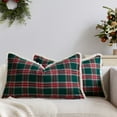 thumbnail image 1 of Christmas Plaid Decorative Throw Pillow Covers Scottish Tartan Cushion Case for Farmhouse Home Holiday Decor Red and Green, 12 x 20 Inches Green 1 Pack, 1 of 5