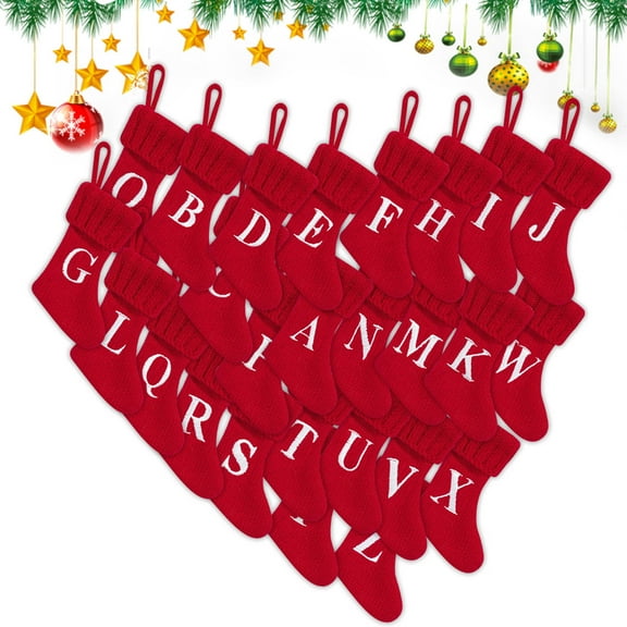 Taotanxi Christmas Stockings with Initials, Personalized Embroidered Monogram Knit Christmas Stocking,Cable Knitted Christmas Stockings for Fireplace Family Christmas Decoration(Red,F)