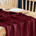 thumbnail image 1 of Taotanxi Claret Cheesecloth Table Runner Summer Boho Rustic Gauze 35x71inch Cheese Cloth Runner for Wedding Party Baby Shower Birthday Home Decor Holiday Decorations, 1 of 5