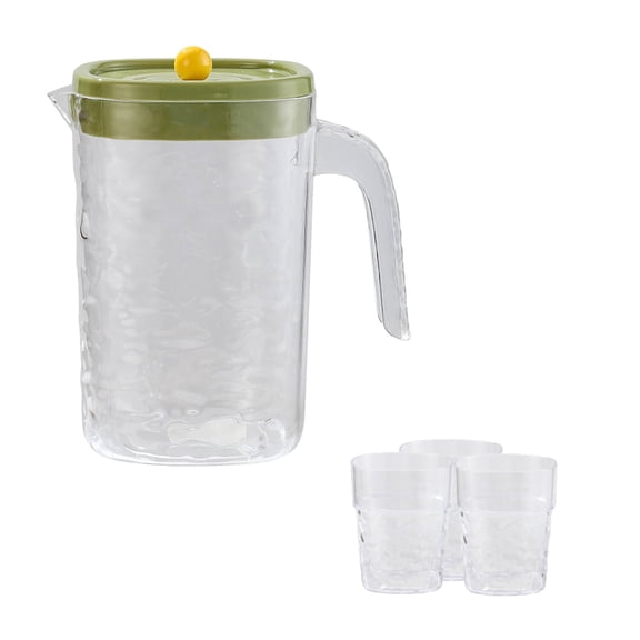 Taotanxi Clear 1 Gallon Pitcher With Lid - Large Plastic Ice Tea Jug for Fridge, Water and Juice Container, Sun Tea Pitcher With Spout (Green)