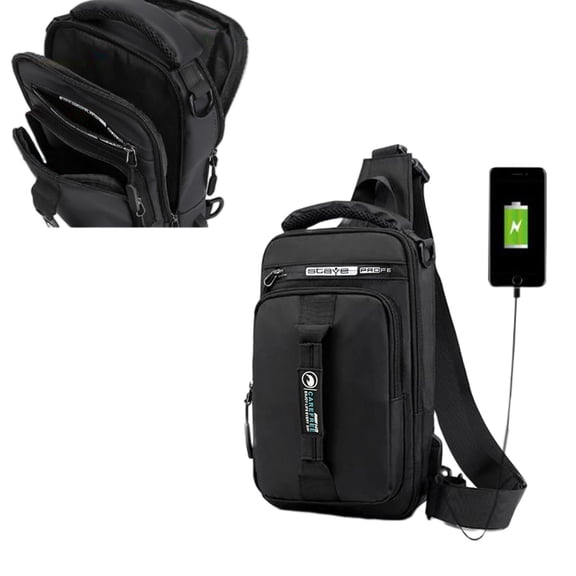 Taotanxi Clearance Sale Over 50% Off Sling Backpack With Usb Charging Port, Chest Bag Crossbody Daypack Shoulder Bag for Men, Cycling, Hiking, Travel - Black