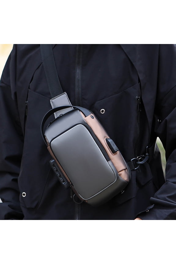 Sale Over 50% Off Men'S Chest Bag With Anti-Theft Lock&Usb Charging Port, Multi-Function Shoulder Bag, Messenger Bag, Gray