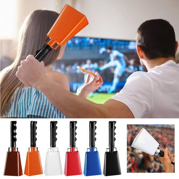 Taotanxi Cowbells 1pcs,Steel Cow Bell 10 inch with Handle,Cheering Hand Bell for Sports Events,Football Games,Party,Farm,Hand Chimes Musical Instruments (10inch, Black)