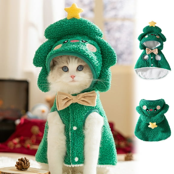 Taotanxi Cute Cartoon Pet Reindeer Role Play Christmas Tree Costume Puppy Hoodie Jacket Clothes Winter Warm Hooded Bodysuit Suitable For Small Dogs And Cats (Xxl (Suggested Weight: 10-15 Lbs))