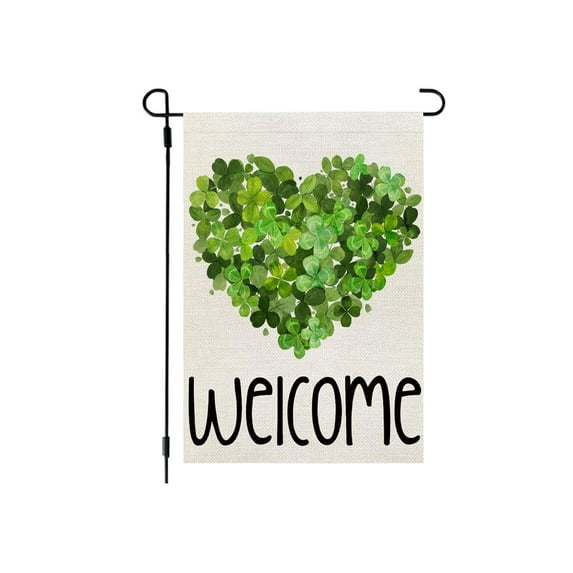 Taotanxi Double Sided Premium Garden Flag, Happy St. Patrick'S Day Green Hat With Clover Decorative Garden Flags for Home Decor - Weather Resistant & Double Stitched Yard Flags - 18 X 12.5 Inch