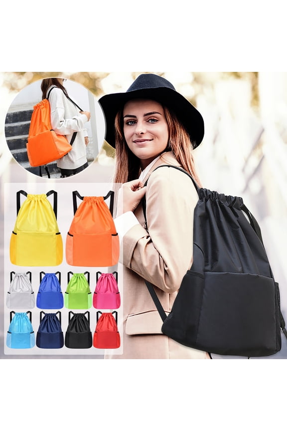 Drawstring Backpack Water Resistant Sports Gym Bag Drawstring Bags Swim Backpack for Men Women Hot Pink