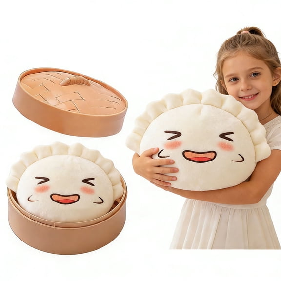 Taotanxi Dumpling Plush Pillow, Dumpling Stuffed Animal, Stuffed Bun Plush, Funny Food Plush Pillow Home Decoration for Ki-ds Adults (7.8 in)