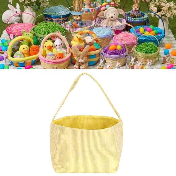 Taotanxi Easter Basket for Kids - Bunny Bag Children's Basket Bag Handheld Gift Canvas Bag, Easter Decorations & Gifts for Boys and Girls (Yellow)