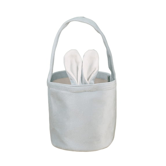 Taotanxi Easter Bunny Baskets, Rabbit Handbag with Fluffy Ears for Easter Egg Hunt Stuffer Easter Gifts Baskets (Light Blue)