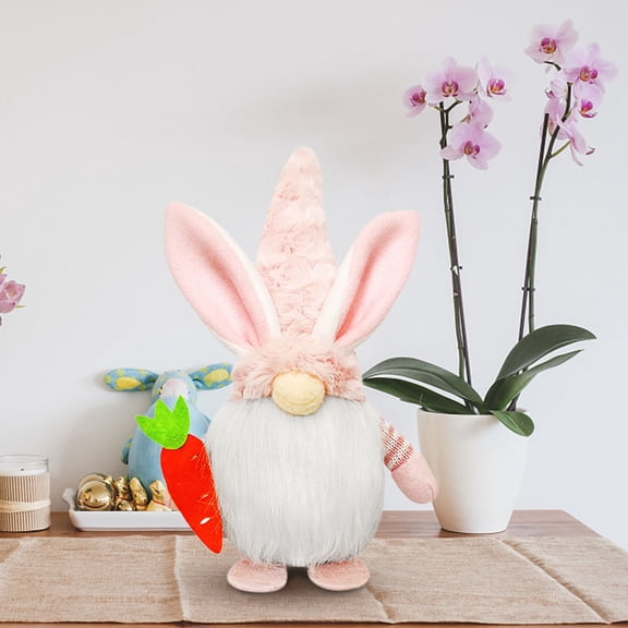 Taotanxi Easter Bunny Gnome Spring Gnomes Easter Holiday Home Decoration Gnome Plush Handmade Rabbit Gifts Swedish Tomte Elf (Pink Bunny, 11 Inches)