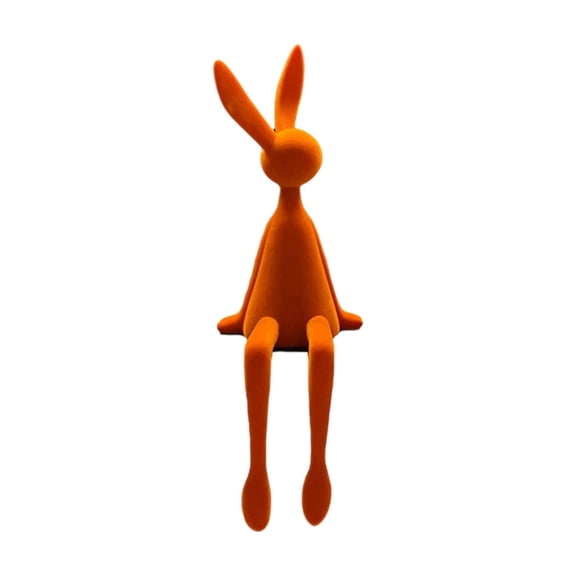 Taotanxi Easter Flocked Bunny Goth FigurineTie 11 in Easterween Rabbit Tabletop Decorations for Easter Centerpieces Easterween Ornament Spring Home Party Mantel Decor(Orange)