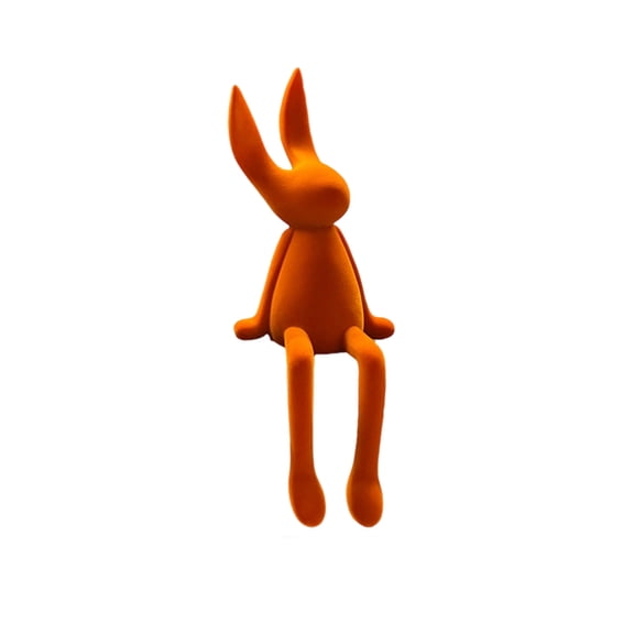 Taotanxi Easter Flocked Bunny Goth FigurineTie 15 in Easterween Rabbit Tabletop Decorations for Easter Centerpieces Easterween Ornament Spring Home Party Mantel Decor(Orange)