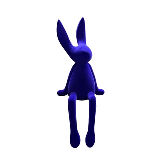 Taotanxi Easter Flocked Bunny Goth FigurineTie 15 in Easterween Rabbit Tabletop Decorations for Easter Centerpieces Easterween Ornament Spring Home Party Mantel Decor(Blue)