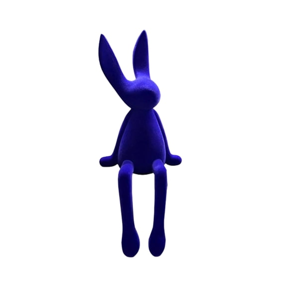 Taotanxi Easter Flocked Bunny Goth FigurineTie 15 in Easterween Rabbit Tabletop Decorations for Easter Centerpieces Easterween Ornament Spring Home Party Mantel Decor(Blue)