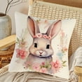 thumbnail image 1 of Taotanxi Easter Pillow Covers 18X18 Inch Bunny Easter Eggs Throw Pillow Covers Spring Floral Rabbit Decorative Outdoor Pillowcases Cotton Linen Cushion Covers for Couch Sofa Bedroom Holiday, 1 of 6