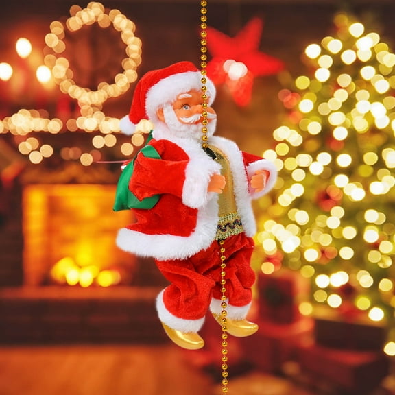 Taotanxi Electric Santa Climbing Rope Battery Operated Climbing Santa Claus, Climbs Up and Down, Christmas Decorations Christmas Tree Ornament Holiday Xmas Party Supplies Home Decor