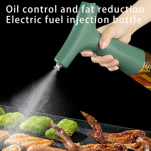 Taotanxi Electric Spray Bottle Bbq Air Fryer Cooking Olive Oil Spray Bottle Household Mist Glass Oil Spray Bottle Fat Reduction Green