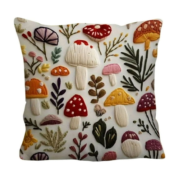 Taotanxi Embroidered Throw Pillow Covers - 18x18 Decorative Pillow Covers with Zipper Aesthetic Cute Design Boho Winter Christmas Linen Throw Pillowcases for Living Room Couch Sofa Bed