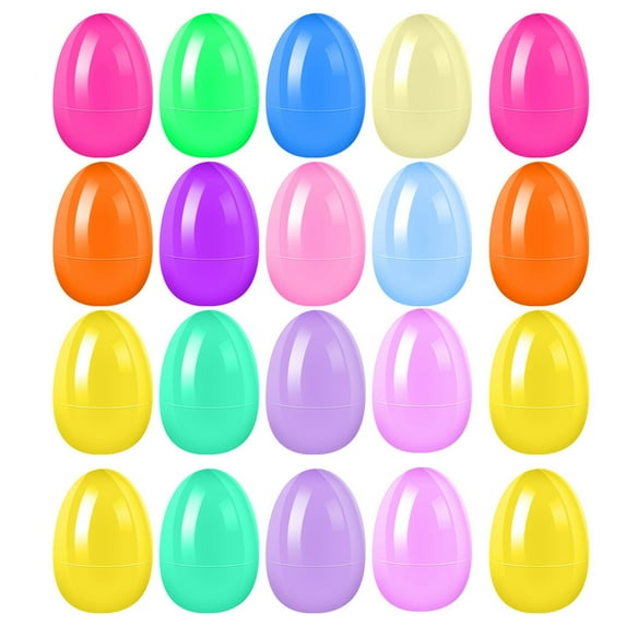Taotanxi Empty Plastic Eggs 2.3 inch Unfilled Plastic Easter Eggs for Easter Egg Hunt Suprise Egg Stuffers Filler Easter Decorations 20Pcs