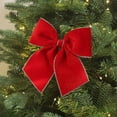 thumbnail image 1 of Fabric Christmas Bow Gold Flocking Velvet Senior Christmas Tree Pendant Hanging Decoration Decoration Props,Red, 1 of 5