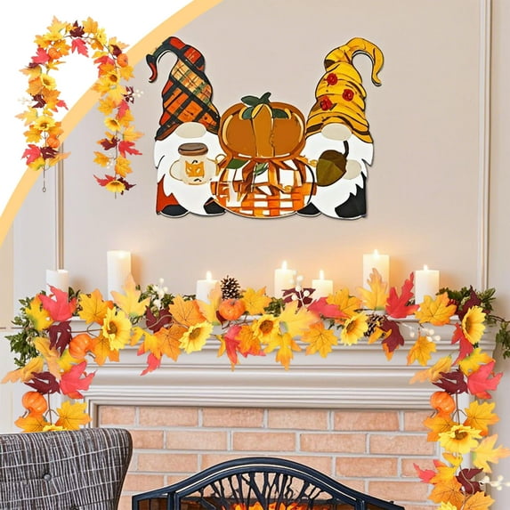 Taotanxi Fall Decor - Fall Garland - 69" Autumn Maples Leaf Pumpkin Berry Garland - Thanksgiving Halloween Mantle Fireplace Farmhouse Harvest Decorations for Home Outdoor Indoor Porch,Multicolor/O5