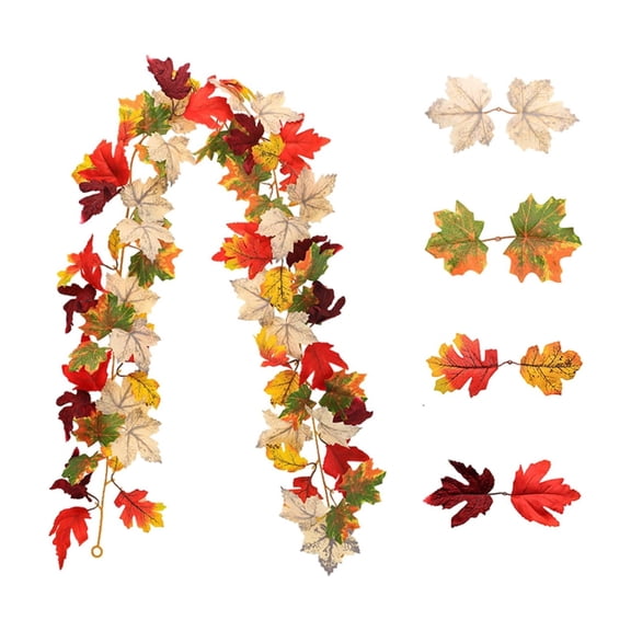 Taotanxi Fall Garland Maple Leaf, 5.7Ft/Piece Hanging Vine Garland Artificial Autumn Foliage Garland Thanksgiving Decor for Home Wedding Fireplace Party Christmas