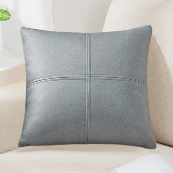 Taotanxi Faux Leather Throw Pillow Covers 18 X 18 Inches, Gray#0900 Pillow Cover, Hand Stitched Leather Decorative Pillow Cover for Couch Sofa Bed Living Room Home Garden