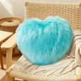 thumbnail image 1 of Taotanxi Faux Wool Heart-Shaped Pillow Long-Pile Plushy Living Room Sofa Cushion Cute Gift Pillow For Girls Bedside Pillow Sky Blue, 1 of 6