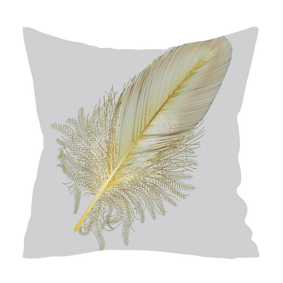 Taotanxi Feather Watercolor Throw Pillow Case Cushion Cover Couch Sofa Decorative Square 18x18 inches Gray