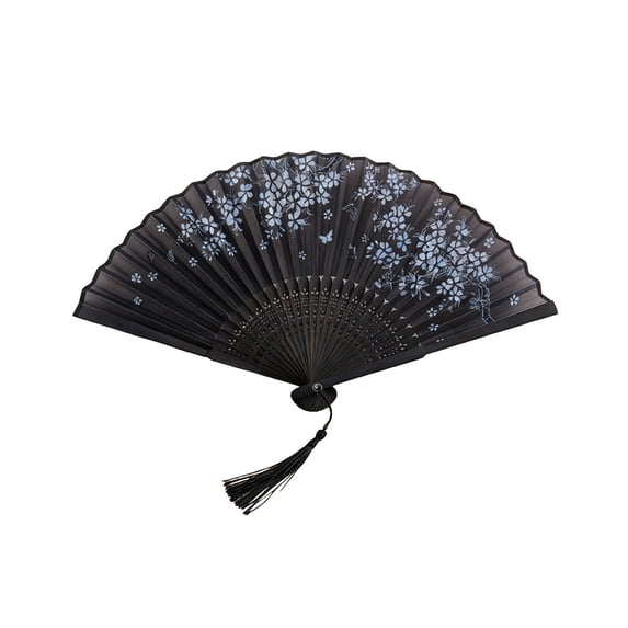 Taotanxi Floral Patterned Hand Fans, Chinese Folding Fan for Women Foldable, Silk Bamboo Hand Held Fan, Paper Hand Fan for Weddings, Parties and Church Events