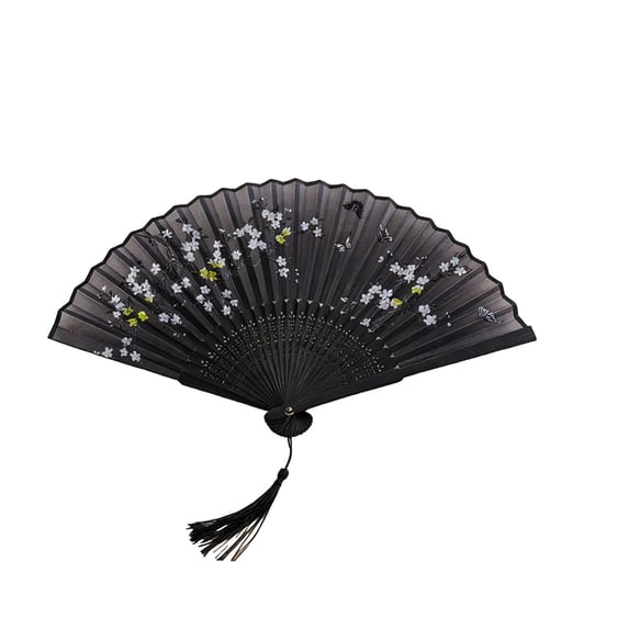 Taotanxi Floral Patterned Hand Fans, Chinese Folding Fan for Women Foldable, Silk Bamboo Hand Held Fan, Paper Hand Fan for Weddings, Parties and Church Events