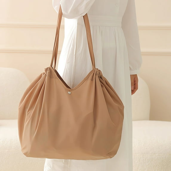 Taotanxi Folding Outdoor Travel Portable Waterproof Sundry Storage Bag No Zipper Self-Closing Accessories Organizerlarge Capacity Bunched Supermarket Shopping Bag Khaki