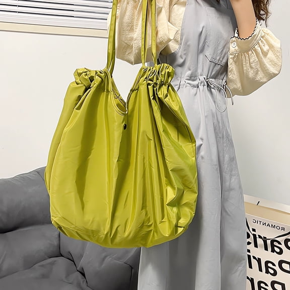 Taotanxi Folding Outdoor Travel Portable Waterproof Sundry Storage Bag No Zipper Self-Closing Accessories Organizerlarge Capacity Bunched Supermarket Shopping Bag Green