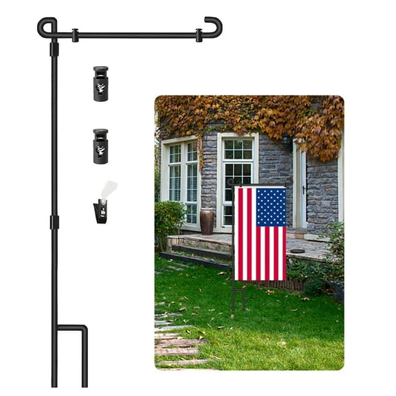 Taotanxi Garden Flag Pole Stand Holder, Garden Flags for Outside with Flag Stopper and Clip Waterproof Powder-Coated Paint for Flag Pole Holder for Outside House,Yard Flags for Outside
