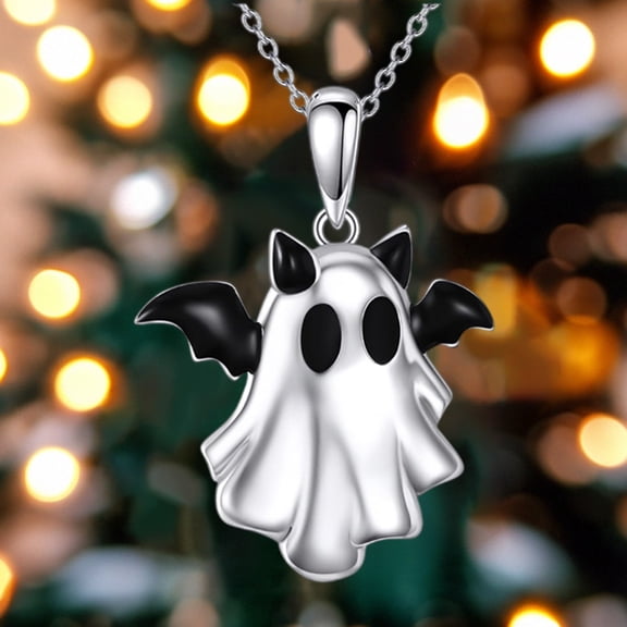 Taotanxi Ghost Necklace Bat Necklace Witches Knot Necklac Sterling Silver Halloween Birthday Christmas Jewelry for Women