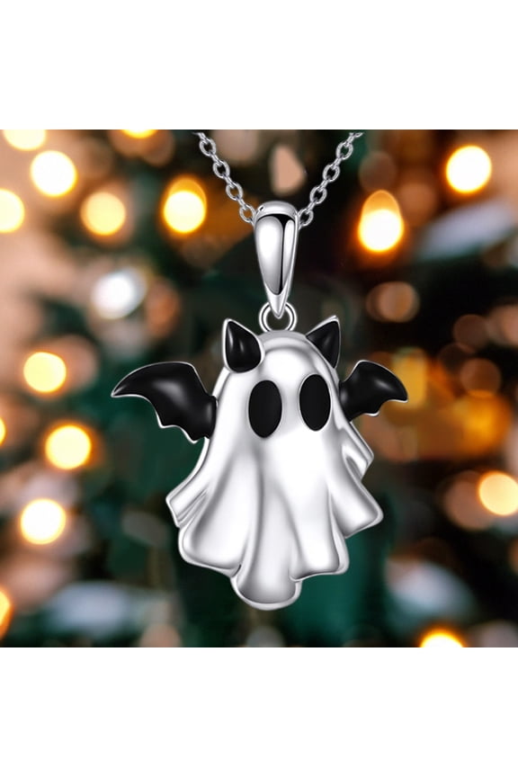 Ghost Necklace Bat Necklace Witches Knot Necklac Sterling Silver Halloween Birthday Christmas Jewelry for Women