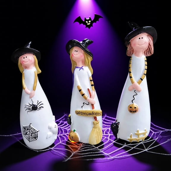 Taotanxi Gift Boutique Halloween Witches Figurine Tabletop Decor Holiday Witch Statues Decorations Resin Figurines Shelf Sitter Table Centerpiece