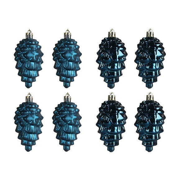 Taotanxi Glitter Christmas Tree Pinecone Ornaments, Hanging Pine Cone Ornaments 3.5 Inch for Christmas Tree Decor, Hanging Pine Cone Shape Christmas Decorations,8PCS Navy