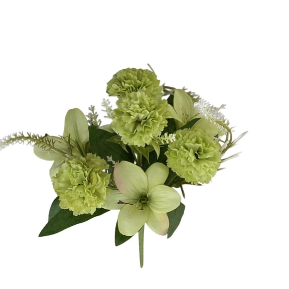 Taotanxi Green Carnations Bouquet Silk Flowers with Hydrangea Peonies Artificial Floral Arrangements Bulk for Gravesite Cemetery Vase Summer Home Table Centerpieces Indoor Decor 9.8"