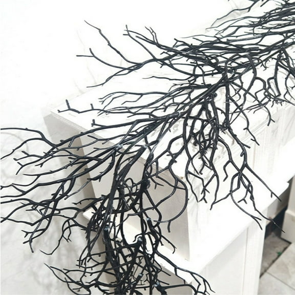 Taotanxi Halloween Black Withered, Rattan Simulation Plant Fake Tree Branches Rattan Indoor Decoration, Scenery Artificial Black Rattan(68.8",2Pcs)