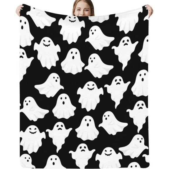 Taotanxi Halloween Blanket Ghost Throw Blankets for Kids for Women Halloween Decorations Flannel Blankets for Bed, Sofa, Couch, Travel Blanket 75*100cm