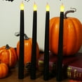 thumbnail image 1 of Taotanxi Halloween Flameless Taper Candles with Timer 10” Tall Long Flicking Fake Battery Operated Electric LED Candlesticks for Candelabra Halloween Party Decorations Table Centerpiece 2 PCS, 1 of 7