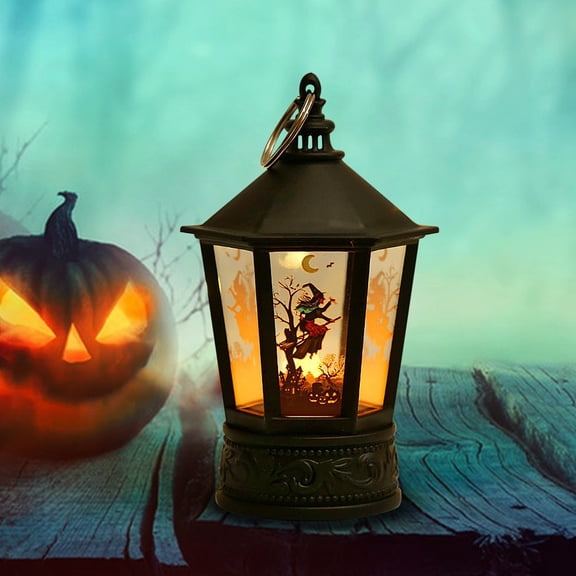 Taotanxi Halloween Lanterns Pumpkin Witch Decorations, Battery Operated Flickering Light, Indoor Party Decor for Halloween Table Centerpieces