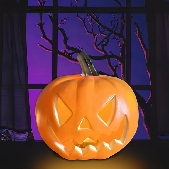 Taotanxi Halloween Light Up Jack O Lantern Pumpkins Decor Vintage Plastic Pumpkin Statue Halloween Table Decor Vintage Jackolentern Pumpkins Lights for Porch, Fireplace Mantle Home Party Decor